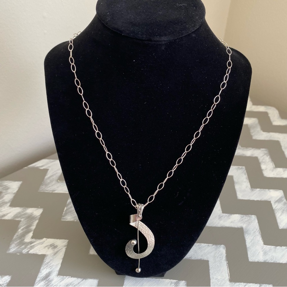 Vintage Modernist .925 Sterling Necklace - Picture 2 of 13